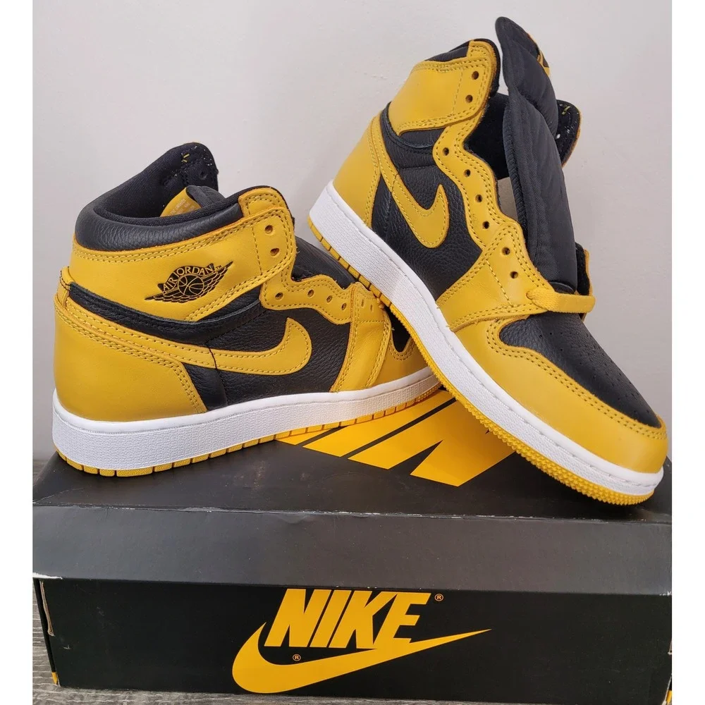 Nike Air Jordan 1 Retro High OG GS Pollen Yellow Black 575441-701 Size 5.5Y/ 7W